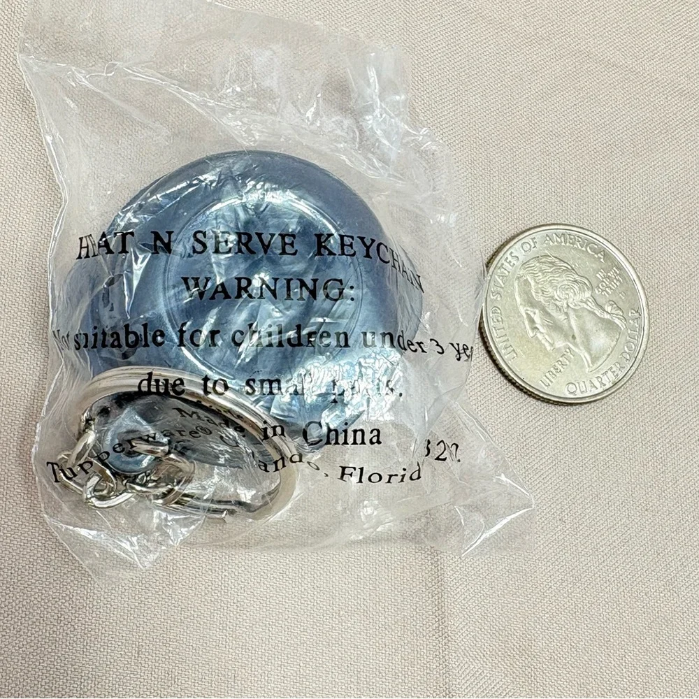 Tupperware Heat N Serve Silver Blue Keychain Accessory